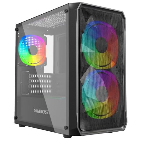 Компьютерный корпус Powercase Mistral Micro A3B ARGb, Tempered Glass, 2x 140мм ARGb PWM+1x 120мм ARGb PWM, черный, mATX (CMMAB-A3-V2)