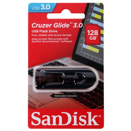 Флешка USB Sandisk 128Gb Cruzer Glide SDCZ600-128G-G35 USB 3.0 черный/красный