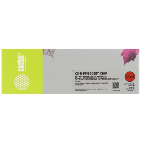 Картридж перезаправляемый струйный Cactus CS-R-PFI320SET-CHIP набор 5шт.упак. для Canon imagePROGRAF TM-200/200MFP/205/300/300MFP/305/250/255/350/355 с чипом