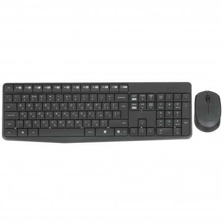 Комплект клавиатура+мышь Logitech MK235 беспроводной, USB, 1000 DPI, серый (заводская гравировка)