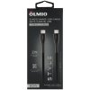 Кабель OLMIO MASTER, Type-C - Type-C, 60W 3A, 1.2м, тканевая оплетка, черный
