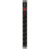 Блок розеток горизонтальный ExeGate ServerPro PDU-19H702 Al-7S-C14-SW-O, 19", 1U, Алюминий, 7 Schuko, С14, защита от перегрузки, черный