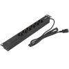 Блок розеток горизонтальный ExeGate ServerPro PDU-19H604 Al-6S-C14-2.5, 19", 1U, Алюминий, 6 Schuko, кабель с вилкой C14 VDE-250V-10A-3*1.5мм2, 2.5 метра, черный