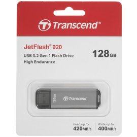 Флешка USB Transcend Jetflash 920 (TS128GJF920), 128Gb, USB 3.1, R/W 420/400, темно/серый