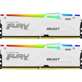 Оперативная память Kingston Fury Beast, DDR5, 32Gb (2x16GB), 5600MHz, CL36, DIMM, радиатор, RGB, белый