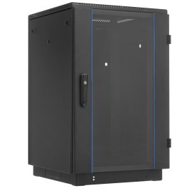 Шкаф коммутационный ЦМО ШТК-М-18.6.6-1ААА-9005 18U 600x600 мм пер. дв. стекл задн. дв. стал.лист 2 бок. пан. направл. под закл.гайки 270 кг черный