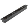 Блок розеток горизонтальный ExeGate ServerPro PDU-19H901 Al-9S-C14, 19", 1U, Алюминий, 9 Schuko, С14, черный