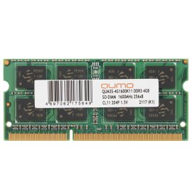 Оперативная память QUMO SO-DIMM DDR3 4GB QUM3S-4G1600KK11/C11 {PC3-12800, 1600MHz}