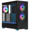 Компьютерный корпус без блока питания Fractal Design Pop Air RGb Cyan Core TG Clear Tint, Midi-Tower, 3x120мм RGb, 2xUSB-A 3.2 ATX, mATX, mITX черный/циан