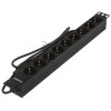 Блок розеток горизонтальный ExeGate ServerPro PDU-19H906 Al-9S-C14-2.5, 19", 1U, Алюминий, 9 Schuko, кабель с вилкой C14 VDE-250V-10A-3*1.5мм2, 2.5 метра, черный