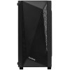 Компьютерный корпус Minitower ExeGate EX294384RUS Mistery R2 (mATX, без БП, 2*USB+1*USB 3.0, аудио, черный, 1 вент. 12см с RGb подсветкой и полоса на передней панели, боковая панель - закаленное стекло)