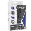 Разветвитель USB2.0 Gembird 4xUSB, блок питания 2А, подсветка и выкл, кабель USB 55см, черный (UHB-U2P4-02A)
