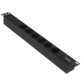 Блок розеток горизонтальный ExeGate ServerPro PDU-19H607 Al-6S-C14-SW-SPD1, 19", 1U, Алюминий, 6 Schuko, С14, выкл. с подсветкой, SPD1, черный