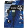 Кабель HDMI Wize WAVC-HDMIUS-1.5M 1.5 м, v.2.0, 19M/19M, 4K/60 Hz 4:4:4, 36 AWG, HDCP 2.2,ультратонкий, позол.разъемы, черный, пакет