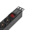 Блок розеток горизонтальный ExeGate ServerPro PDU-19H802 Al-8S-EU1.8-SW, 19", 1U, Алюминий, 8 Schuko, кабель с евровилкой VDE-250V-16A-3*1.5мм2, 1.8 метра, выкл. с подсветкой, черный