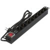 Блок розеток горизонтальный ExeGate ServerPro PDU-19H807 Al-8S-EU2-SW-SPD1, 19", 1U, Алюминий, 8 Schuko, кабель с евровилкой VDE-250V-16A-3*1.5мм2, 2 метра, выкл. с подсветкой, SPD1, черный