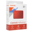 Внешний HDD 2.5" Toshiba Canvio Advance, 1TB, USB 3.2 Gen 1 Type-A, 5400 rpm, красный