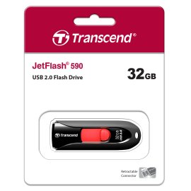Флешка USB Transcend Jetflash 590 (TS32GJF590K), 32Gb, USB 2.0, R/W 15/5, черный/красный