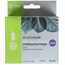 Картридж струйный Cactus CS-LC529XLBK черный (61 мл) для Brother DCP-J100/J105/J200