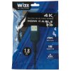 Кабель HDMI Wize WAVC-HDMIUS-1.8M 1.8 м, v.2.0, 19M/19M, 4K/60 Hz 4:4:4, 36 AWG, HDCP 2.2,ультратонкий, позол.разъемы, черный, пакет