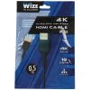Кабель HDMI Wize WAVC-HDMIUS-0.5M 0.5 м, v.2.0, 19M/19M, 4K/60 Hz 4:4:4, 36 AWG, HDCP 2.2,ультратонкий, позол.разъемы, черный, пакет