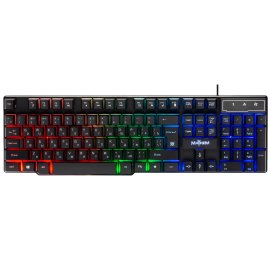 Клавиатура проводная Qumo office BASE K59, 104 клавиши, подсветка белого цвета, плетеный кабель, golden USB