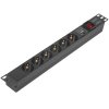 Блок розеток горизонтальный ExeGate ServerPro PDU-19H607 Al-6S-C14-SW-SPD1, 19", 1U, Алюминий, 6 Schuko, С14, выкл. с подсветкой, SPD1, черный