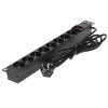 Блок розеток горизонтальный ExeGate ServerPro PDU-19H805 Al-8S-EU3-SW, 19", 1U, Алюминий, 8 Schuko, кабель с евровилкой VDE-250V-16A-3*1.5мм2, 3 метра, выкл. с подсветкой, черный