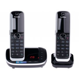 Телефон беспроводной (DECT) Panasonic KX-TGJ322RUB черный (труб. в компл.:2шт) автооветчик АОН