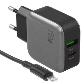 Сетевое зарядное устройство BOROFONE BA46A Premium, один порт USB, один порт Type-C, PD, 18W, 5V, 3.0A, черный