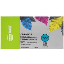Картридж струйный Cactus CS-F9J77A 727 пурпурный (300 мл) для HP DJ T920/T930/T1500/T1530/T2500/T2530