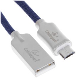 Кабель USB2.0 Cablexpert CC-P-mUSB02Bl-1.8M, AM/microB, серия Platinum, длина 1.8м, синий, блистер