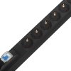 Блок розеток вертикальный ExeGate ServerPro PDU-V201 Al-20S-EU3-1P (19", 1U, Алюминий,20 Schuko, кабель с евровилкой VDE-250V-16A-3*2.5мм2, 3 метра, автомат защиты, черный, RTL)