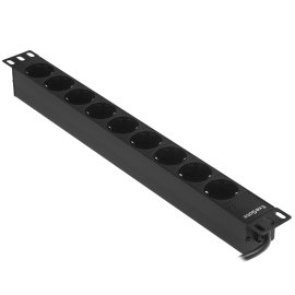 Блок розеток горизонтальный ExeGate ServerPro PDU-19H005 Al-10C13-EU3, 19", 1U, Алюминий, 10 IEC 320 C13, кабель с евровилкой VDE-250V-16A-3*1.5мм2, 3 метра, черный