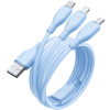 Baseus Ultra-Fast One-for-Three Fast Charging Cable USB-A to M+L+C 3.5A 1.3m Blue P10376303311-00.  "