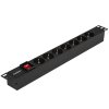 Блок розеток горизонтальный ExeGate ServerPro PDU-19H703 Al-7S-C20-SW, 19", 1U, Алюминий, 7 Schuko, С20, выкл. с подсветкой, черный