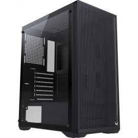 Компьютерный корпус Deepcool CH360 без БП, боковое окно (закаленное стекло), 2x140мм ARGb LED вентилятор спереди и 1x120мм ARGb LED вентилятор сзади, черный, mATX