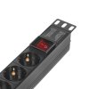 Блок розеток горизонтальный ExeGate ServerPro PDU-19H801 Al-8S-C14-SW, 19", 1U, Алюминий, 8 Schuko, С14, выкл. с подсветкой, черный