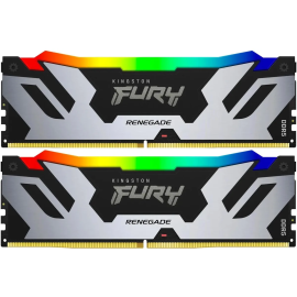 Оперативная память Kingston Fury Renegade, DDR5, 64GB (2x32 GB), 6400 MHz, CL32, DIMM, радиатор, RGB, серебристый/черный