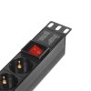 Блок розеток горизонтальный ExeGate ServerPro PDU-19H008 Al-5C135S-C14-SW, 19", 1U, Алюминий, 5 IEC 320 C13, 5 Schuko, С14, выкл. с подсветкой, черный