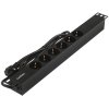 Блок розеток горизонтальный ExeGate ServerPro PDU-19H602 Al-6S-EU2, 19", 1U, Алюминий, 6 Schuko, кабель с евровилкой VDE-250V-16A-3*1.5мм2, 2метра, черный
