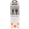 Кабель Qumo Type-С кабель, 1м, USB 2.0, 5В, 5А, 25Вт, тканевая оплетка, стальной коннектор, черный