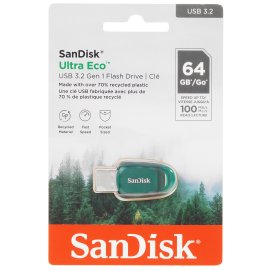Флешка USB 64Gb SanDisk CZ96 Ultra Eco, USB 3.2, Blue-Green