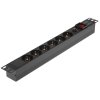 Блок розеток горизонтальный ExeGate ServerPro PDU-19H605 Al-6S-C14-SW-O, 19", 1U, Алюминий, 6 Schuko, С14, выкл. с подсветкой, защита от перегрузки, черный