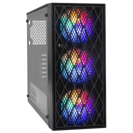 Компьютерный корпус Minitower ExeGate mEVO-9302-RGb-500W-12 (mATX, БП 500NPX с вент. 12см, 2*USB+1*USB 3.0, HD аудио, черный с RGb подсветкой)