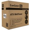 Компьютерный корпус Miditower ExeGate EVO-8225-EVO800 (ATX, БП EVO800RGb с вент. 12см, 2*USB+1*USB 3.0, черный, 2 вент. с RGb подсветкой и полоса на передней панели, боковая панель - закаленное стекло)
