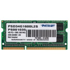 Оперативная память Patriot, DDR3L, 4GB (1x4 GB), 1600 MHz, CL11, SO-DIMM
