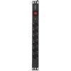 Блок розеток горизонтальный ExeGate ServerPro PDU-19H606 Al-6S-EU2-SW-O, 19", 1U, Алюминий, 6 Schuko, кабель с евровилкой VDE-250V-16A-3*1.5мм2, 2 метра, выкл. с подсветкой, защита от перегрузки, черный