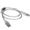 Кабель Cablexpert USB2.0 Pro, AM/BM, 0,75м, экран, 2 феррит.кольца, прозрачный (CCF-USB2-AMBM-TR-0.75M)