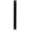 Блок розеток горизонтальный ExeGate ServerPro PDU-19H703 Al-7S-C20-SW, 19", 1U, Алюминий, 7 Schuko, С20, выкл. с подсветкой, черный